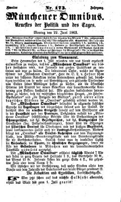 Münchener Omnibus Montag 22. Juni 1863