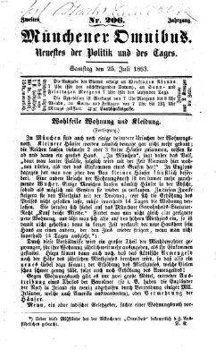 Münchener Omnibus Samstag 25. Juli 1863