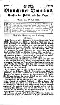 Münchener Omnibus Montag 27. Juli 1863