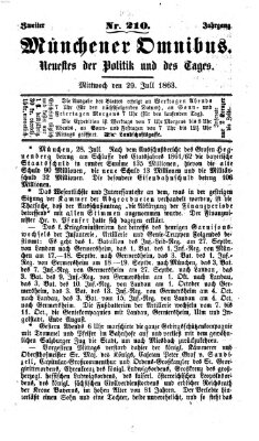 Münchener Omnibus Mittwoch 29. Juli 1863