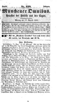 Münchener Omnibus Montag 17. August 1863