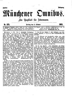 Münchener Omnibus Freitag 2. Oktober 1863