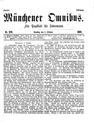 Münchener Omnibus Samstag 3. Oktober 1863