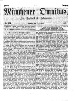 Münchener Omnibus Samstag 31. Oktober 1863