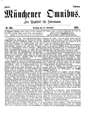 Münchener Omnibus Dienstag 10. November 1863