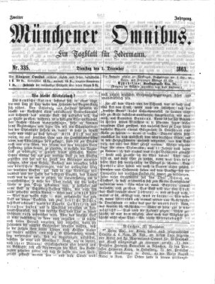 Münchener Omnibus Dienstag 1. Dezember 1863