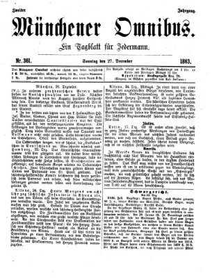 Münchener Omnibus Sonntag 27. Dezember 1863