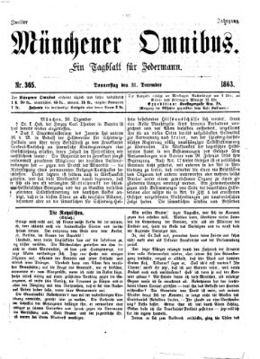 Münchener Omnibus Donnerstag 31. Dezember 1863