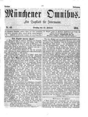 Münchener Omnibus Samstag 13. Februar 1864