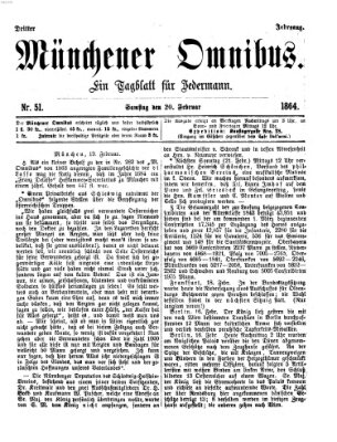 Münchener Omnibus Samstag 20. Februar 1864