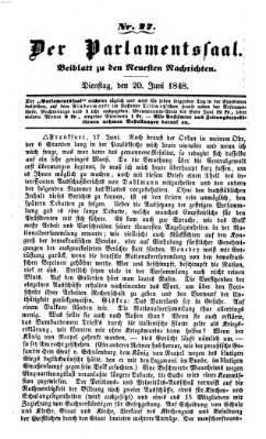 Der Parlamentssaal (Münchner neueste Nachrichten) Dienstag 20. Juni 1848