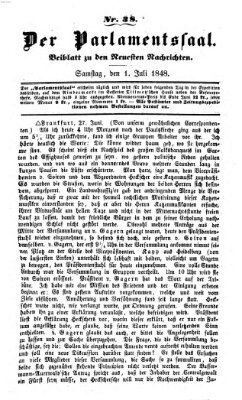 Der Parlamentssaal (Münchner neueste Nachrichten) Samstag 1. Juli 1848