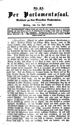 Der Parlamentssaal (Münchner neueste Nachrichten) Freitag 14. Juli 1848