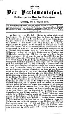 Der Parlamentssaal (Münchner neueste Nachrichten) Dienstag 1. August 1848