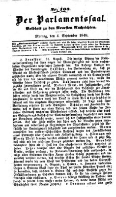 Der Parlamentssaal (Münchner neueste Nachrichten) Montag 4. September 1848