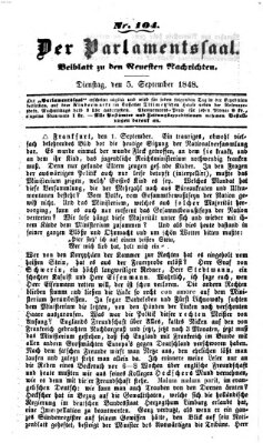 Der Parlamentssaal (Münchner neueste Nachrichten) Dienstag 5. September 1848