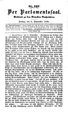 Der Parlamentssaal (Münchner neueste Nachrichten) Freitag 8. September 1848