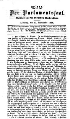 Der Parlamentssaal (Münchner neueste Nachrichten) Dienstag 12. September 1848