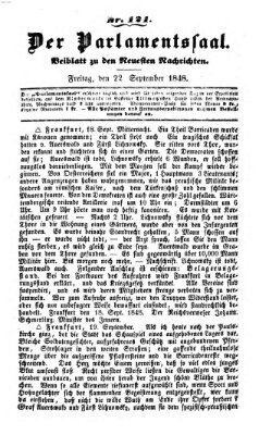 Der Parlamentssaal (Münchner neueste Nachrichten) Freitag 22. September 1848