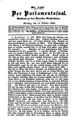 Der Parlamentssaal (Münchner neueste Nachrichten) Samstag 14. Oktober 1848