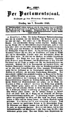 Der Parlamentssaal (Münchner neueste Nachrichten) Dienstag 7. November 1848