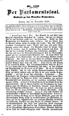 Der Parlamentssaal (Münchner neueste Nachrichten) Freitag 10. November 1848