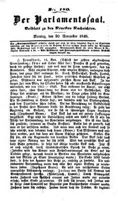 Der Parlamentssaal (Münchner neueste Nachrichten) Montag 20. November 1848