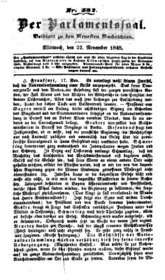 Der Parlamentssaal (Münchner neueste Nachrichten) Mittwoch 22. November 1848