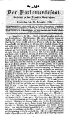 Der Parlamentssaal (Münchner neueste Nachrichten) Donnerstag 23. November 1848