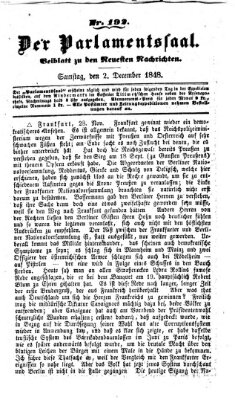 Der Parlamentssaal (Münchner neueste Nachrichten) Samstag 2. Dezember 1848