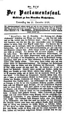 Der Parlamentssaal (Münchner neueste Nachrichten) Donnerstag 21. Dezember 1848