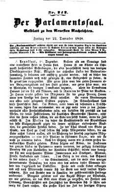 Der Parlamentssaal (Münchner neueste Nachrichten) Freitag 22. Dezember 1848