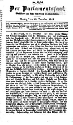 Der Parlamentssaal (Münchner neueste Nachrichten) Montag 25. Dezember 1848