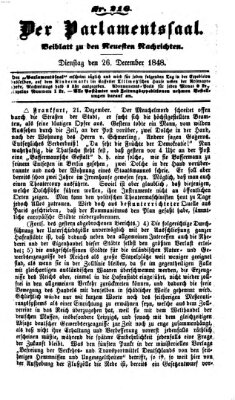 Der Parlamentssaal (Münchner neueste Nachrichten) Dienstag 26. Dezember 1848