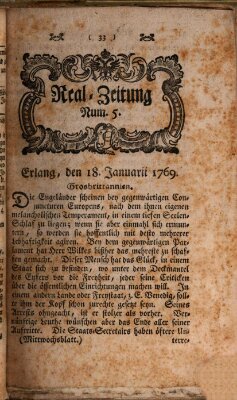 Real-Zeitung (Erlanger Real-Zeitung) Mittwoch 18. Januar 1769