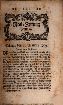 Real-Zeitung (Erlanger Real-Zeitung) Samstag 21. Januar 1769