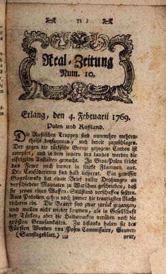 Real-Zeitung (Erlanger Real-Zeitung) Samstag 4. Februar 1769