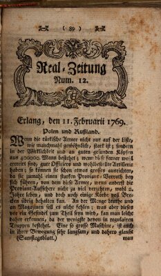 Real-Zeitung (Erlanger Real-Zeitung) Samstag 11. Februar 1769