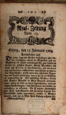 Real-Zeitung (Erlanger Real-Zeitung) Mittwoch 15. Februar 1769