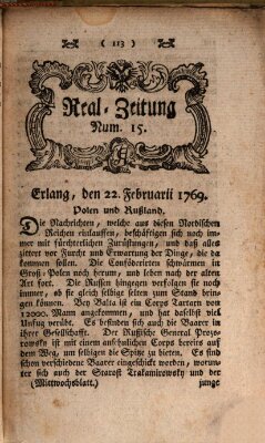 Real-Zeitung (Erlanger Real-Zeitung) Mittwoch 22. Februar 1769