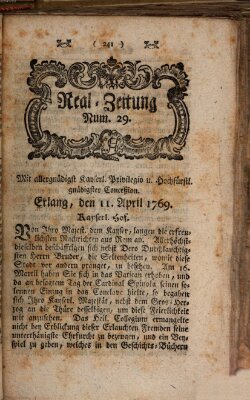 Real-Zeitung (Erlanger Real-Zeitung) Dienstag 11. April 1769