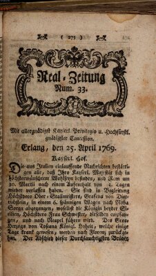 Real-Zeitung (Erlanger Real-Zeitung) Dienstag 25. April 1769