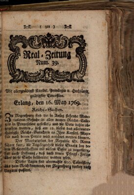 Real-Zeitung (Erlanger Real-Zeitung) Dienstag 16. Mai 1769