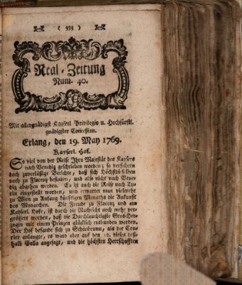 Real-Zeitung (Erlanger Real-Zeitung) Freitag 19. Mai 1769