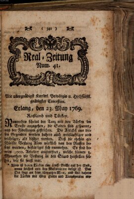 Real-Zeitung (Erlanger Real-Zeitung) Dienstag 23. Mai 1769