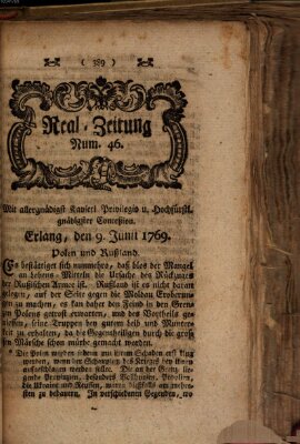 Real-Zeitung (Erlanger Real-Zeitung) Freitag 9. Juni 1769