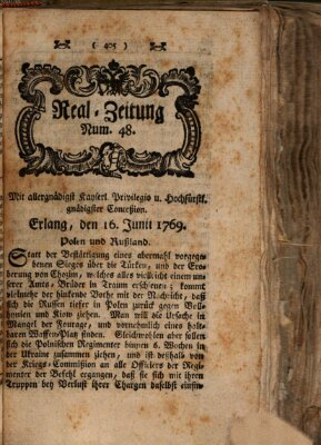 Real-Zeitung (Erlanger Real-Zeitung) Freitag 16. Juni 1769