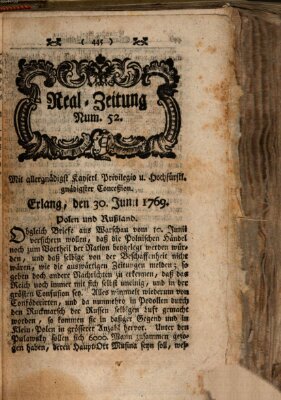 Real-Zeitung (Erlanger Real-Zeitung) Freitag 30. Juni 1769