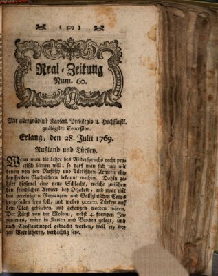 Real-Zeitung (Erlanger Real-Zeitung) Freitag 28. Juli 1769