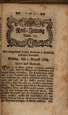 Real-Zeitung (Erlanger Real-Zeitung) Dienstag 1. August 1769